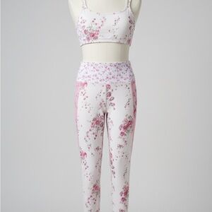 LoveShackFancy White and Pink Floral Activewear Set